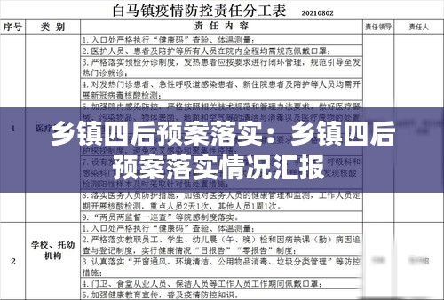 乡镇四后预案落实：乡镇四后预案落实情况汇报 